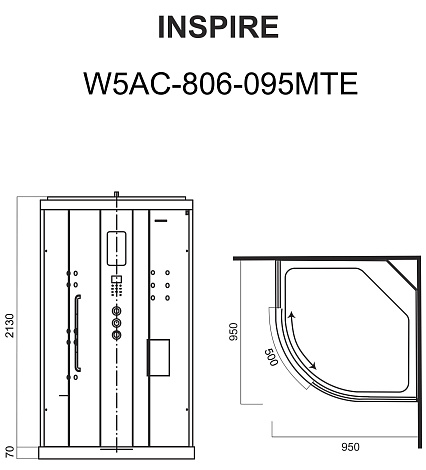 Душевая кабина AM.PM Inspire W5AC-806-095MTE