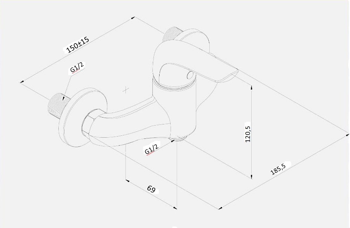 Чертеж Смеситель для душа Damixa Palace Evo 422000000