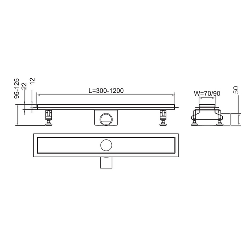 Чертеж Душевой трап RGW SDR-01-E1 Shower Drain 21210180-01