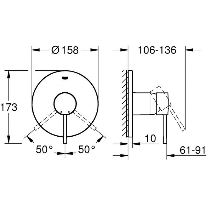 Чертеж Смеситель для душа Grohe Essence 24057001