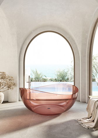 Прозрачная ванна Abber Kristall 150x150 AT9705Koralle розовый