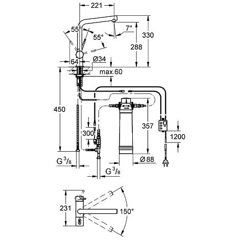 Смеситель для кухни GROHE Grohe Blue 31345DC2
