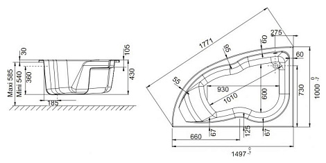 Акриловая ванна Jacob Delafon Micromega Duo 150x100 E60219RU-00 L