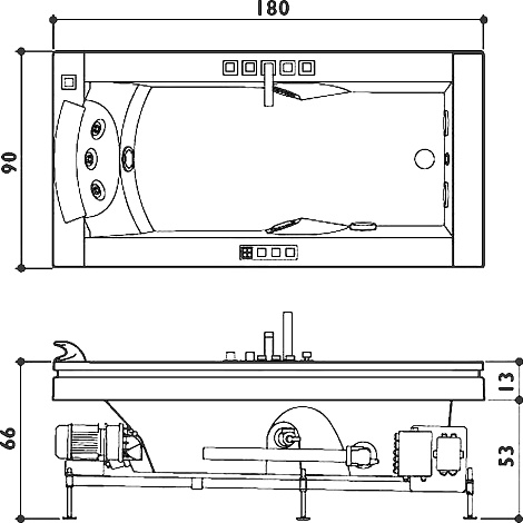 Акриловая ванна Jacuzzi Aura UNO 180x90 9F43-344A