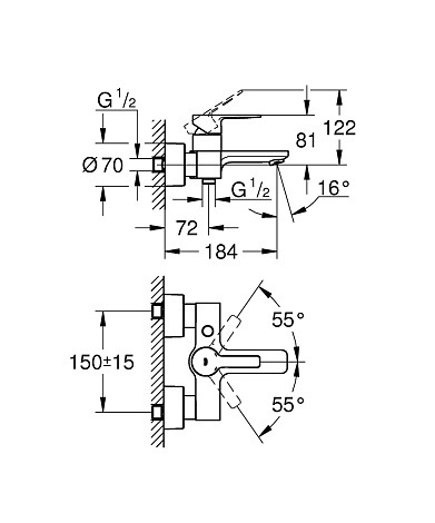 Смеситель для ванны GROHE Lineare 33849001
