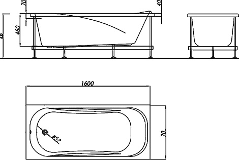 Акриловая ванна Kolpa String 160 Basis 160x70