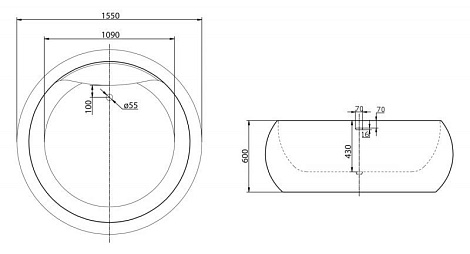 Акриловая ванна BelBagno 155x155 BB30-1550