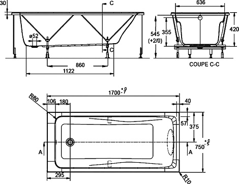 Акриловая ванна Jacob Delafon ODEON UP 170x75 E60491RU-00