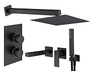 Душевой комплект Plumberia Selection Tag KITTGT18QNO220 с термостатом, черный матовый