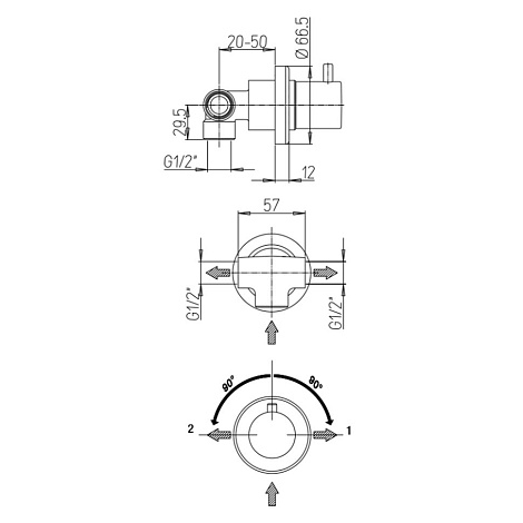 Переключатель для душа Paini Cox 78PW425 никель