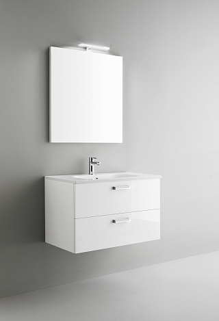 Комплект мебели Arbi Petit (PE05), белый глянцевый (тумба+раковина+зеркало)