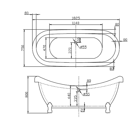 Акриловая ванна BelBagno 182x75x80 BB05